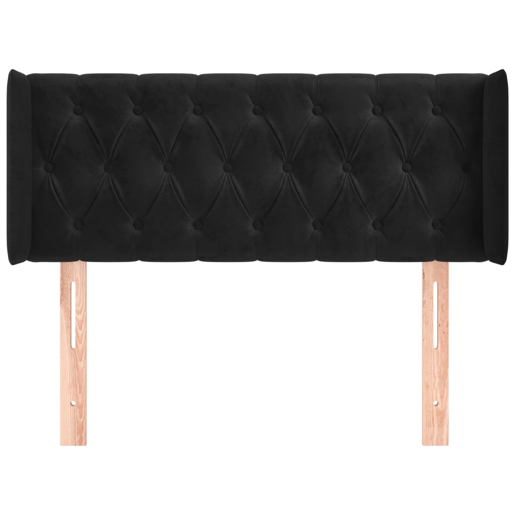 sengegavl med kanter 93x16x78/88 cm fløjl sort