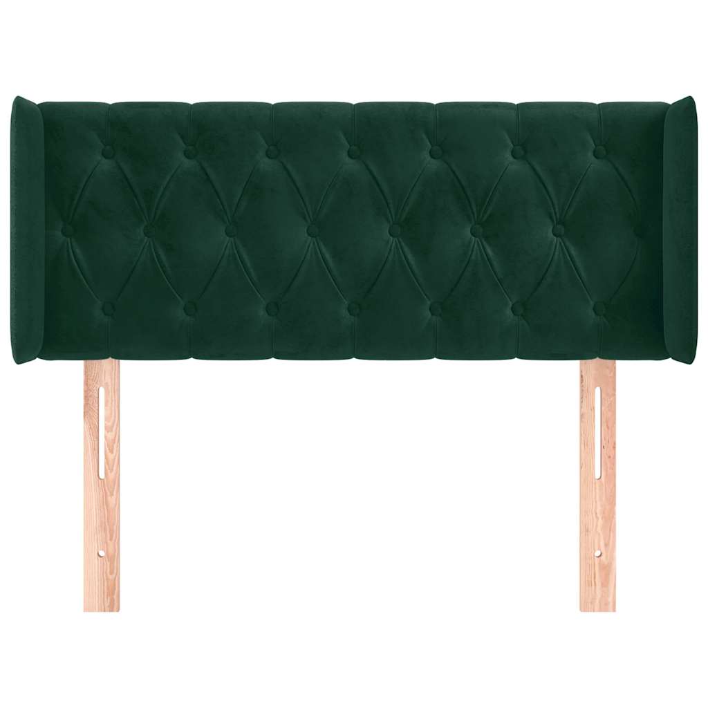 sengegavl med kanter 93x16x78/88 cm fløjl mørkegrøn
