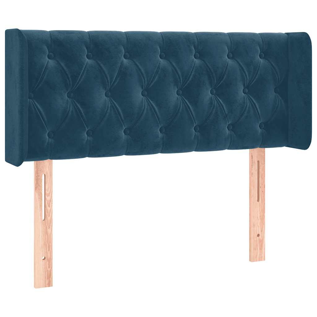 sengegavl med kanter 93x16x78/88 cm fløjl mørkeblå