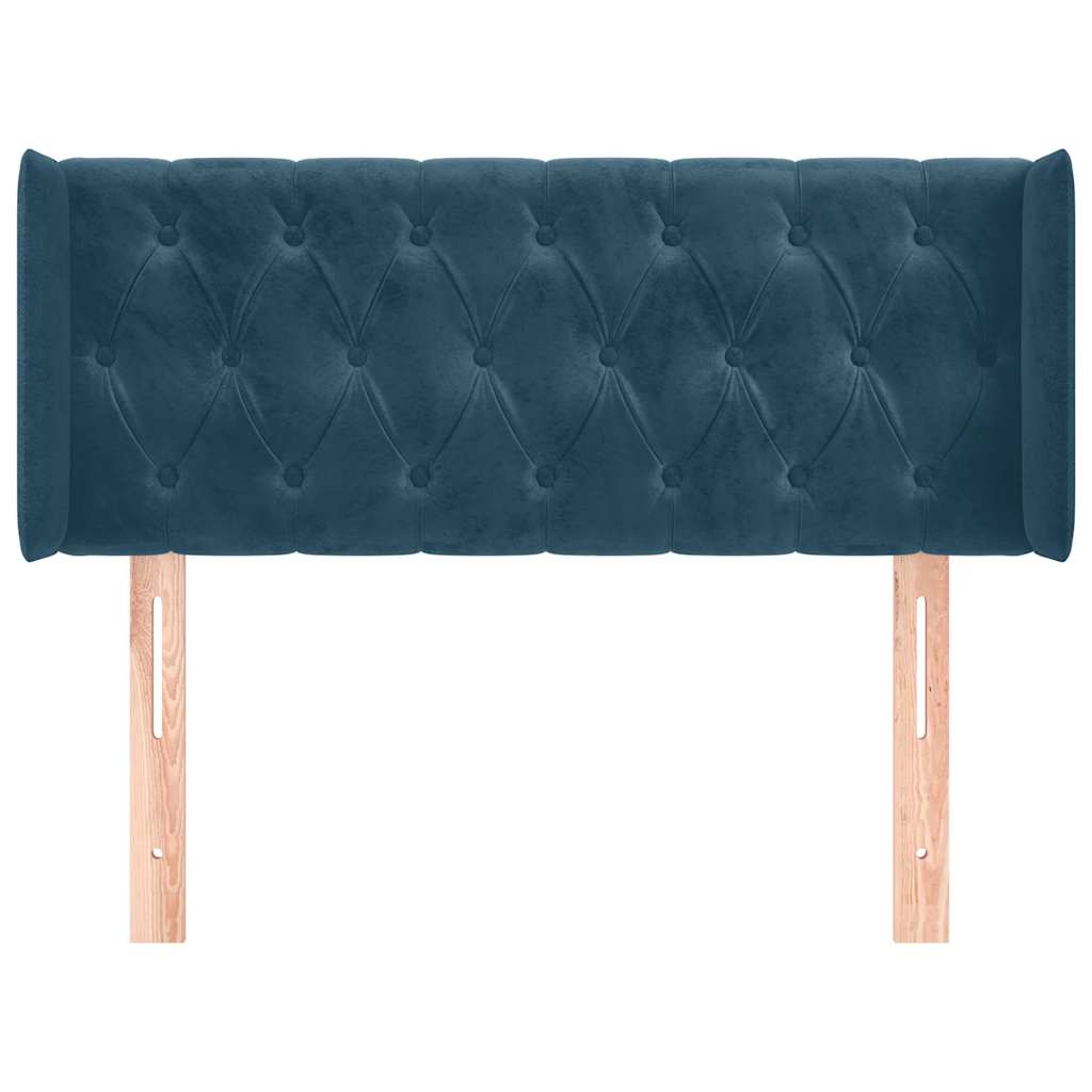 sengegavl med kanter 93x16x78/88 cm fløjl mørkeblå