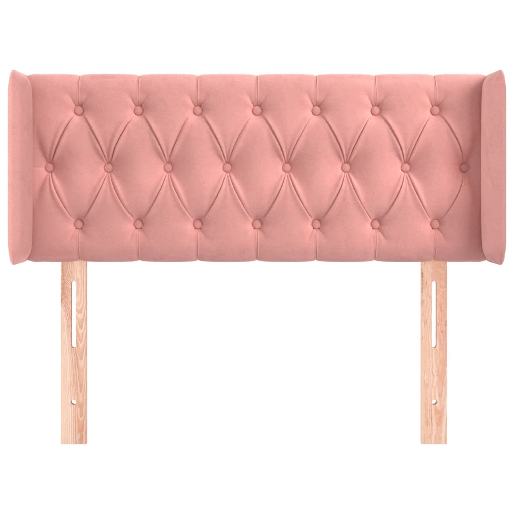 sengegavl med kanter 93x16x78/88 cm fløjl lyserød