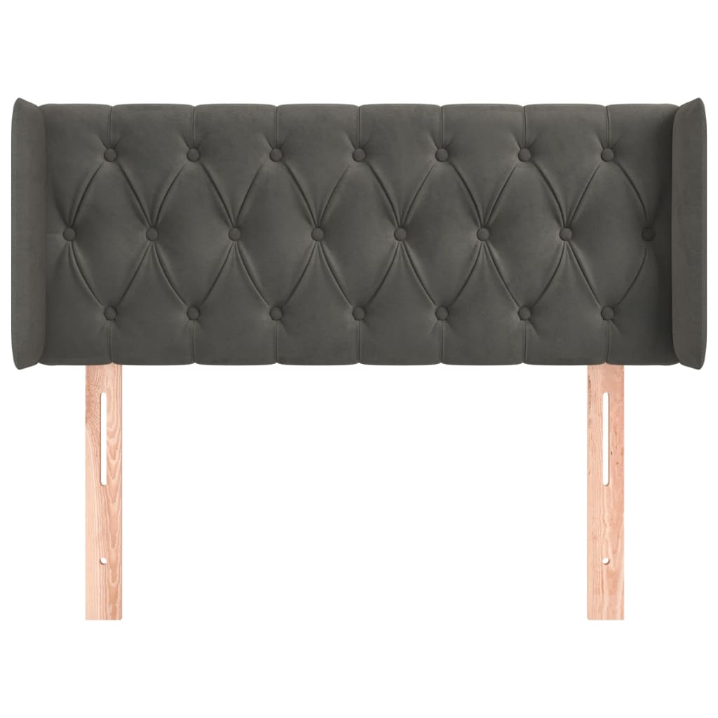 sengegavl med kanter 103x16x78/88 cm fløjl mørkegrå