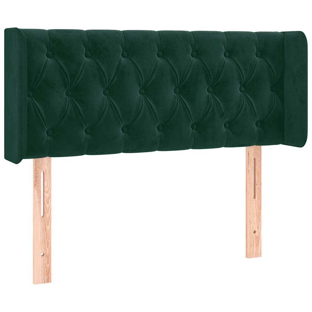 sengegavl med kanter 103x16x78/88 cm fløjl mørkegrøn