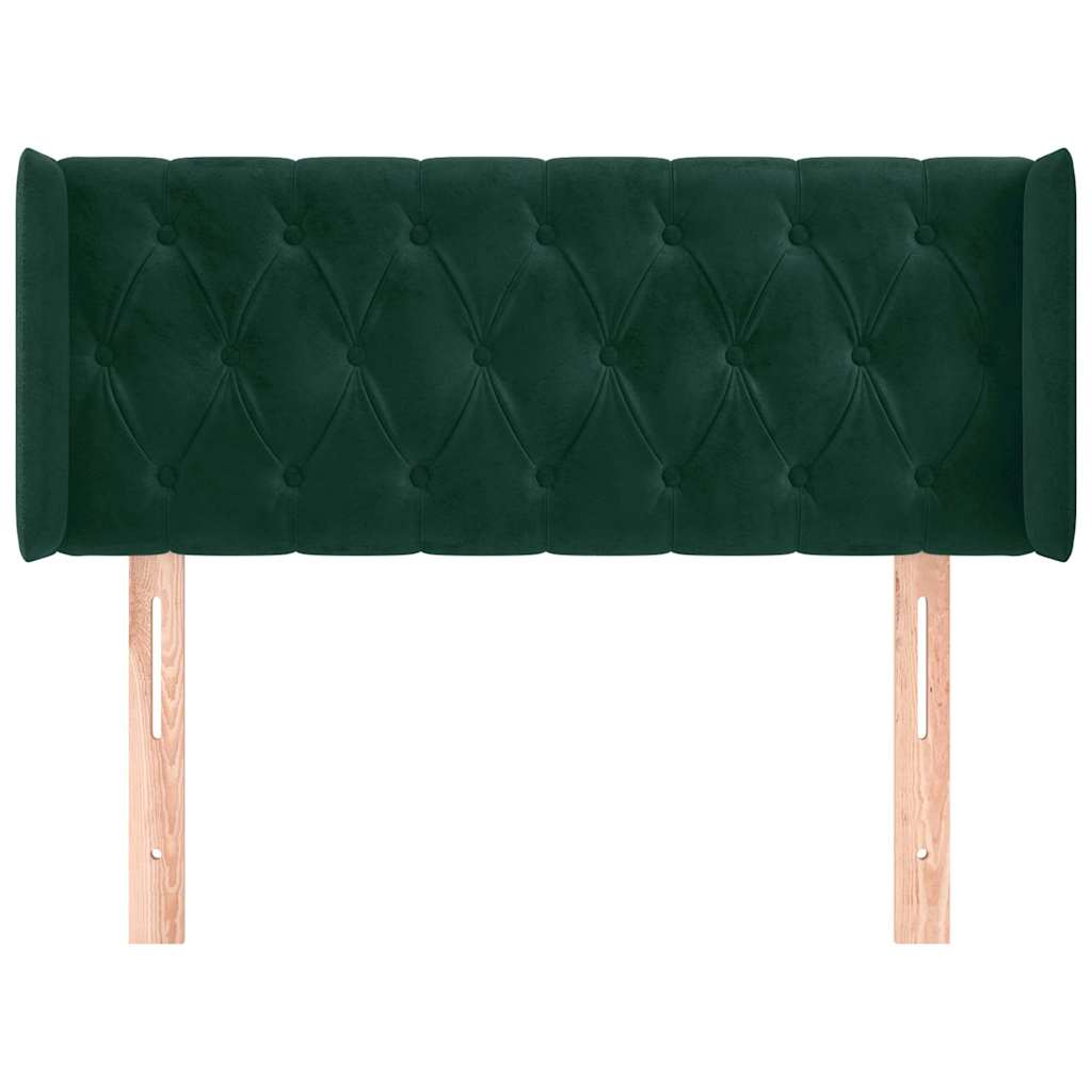 sengegavl med kanter 103x16x78/88 cm fløjl mørkegrøn