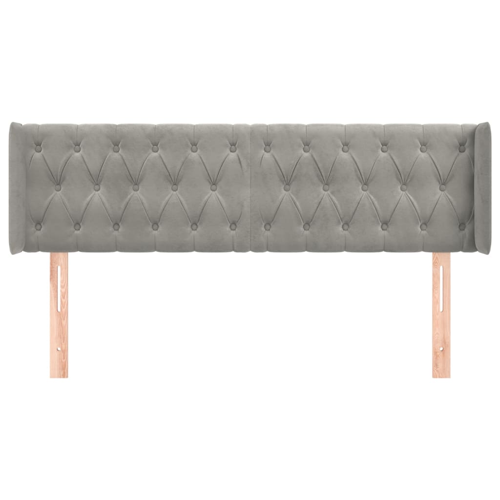 sengegavl med kanter 147x16x78/88 cm fløjl lysegrå