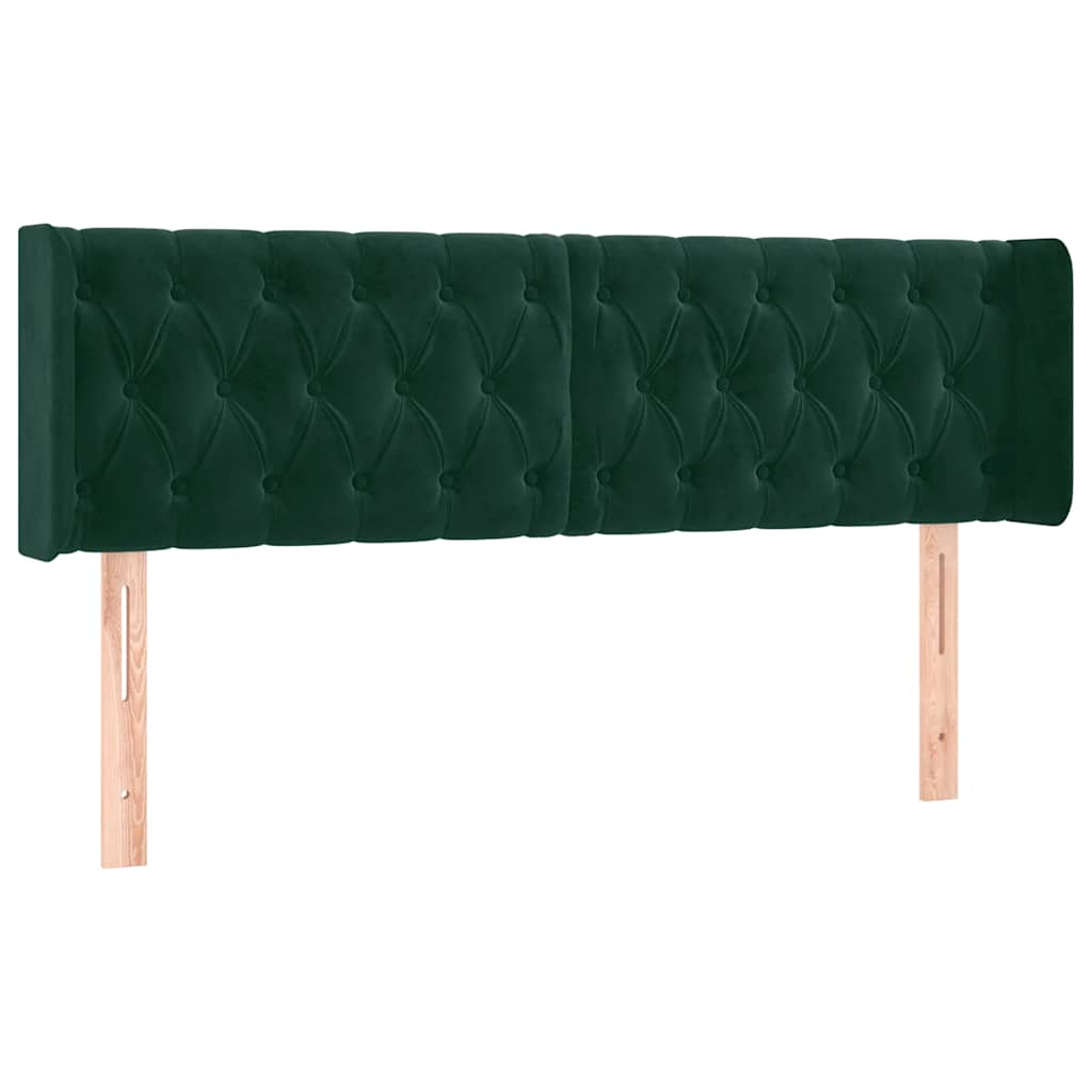 sengegavl med kanter 147x16x78/88 cm fløjl mørkegrøn