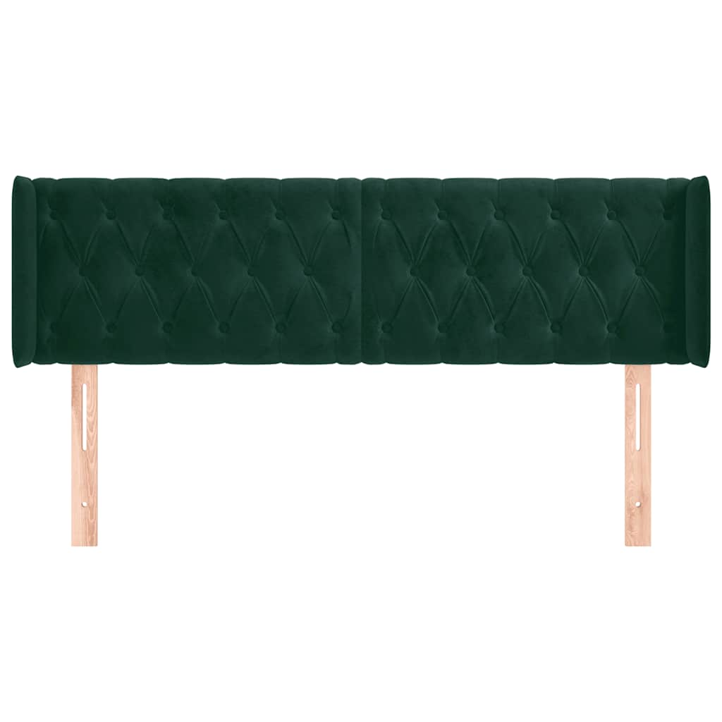 sengegavl med kanter 147x16x78/88 cm fløjl mørkegrøn