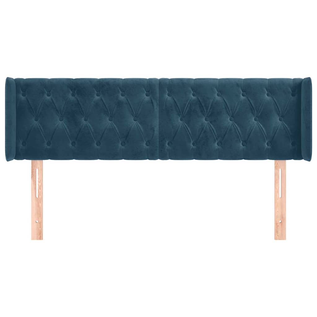 sengegavl med kanter 147x16x78/88 cm fløjl mørkeblå