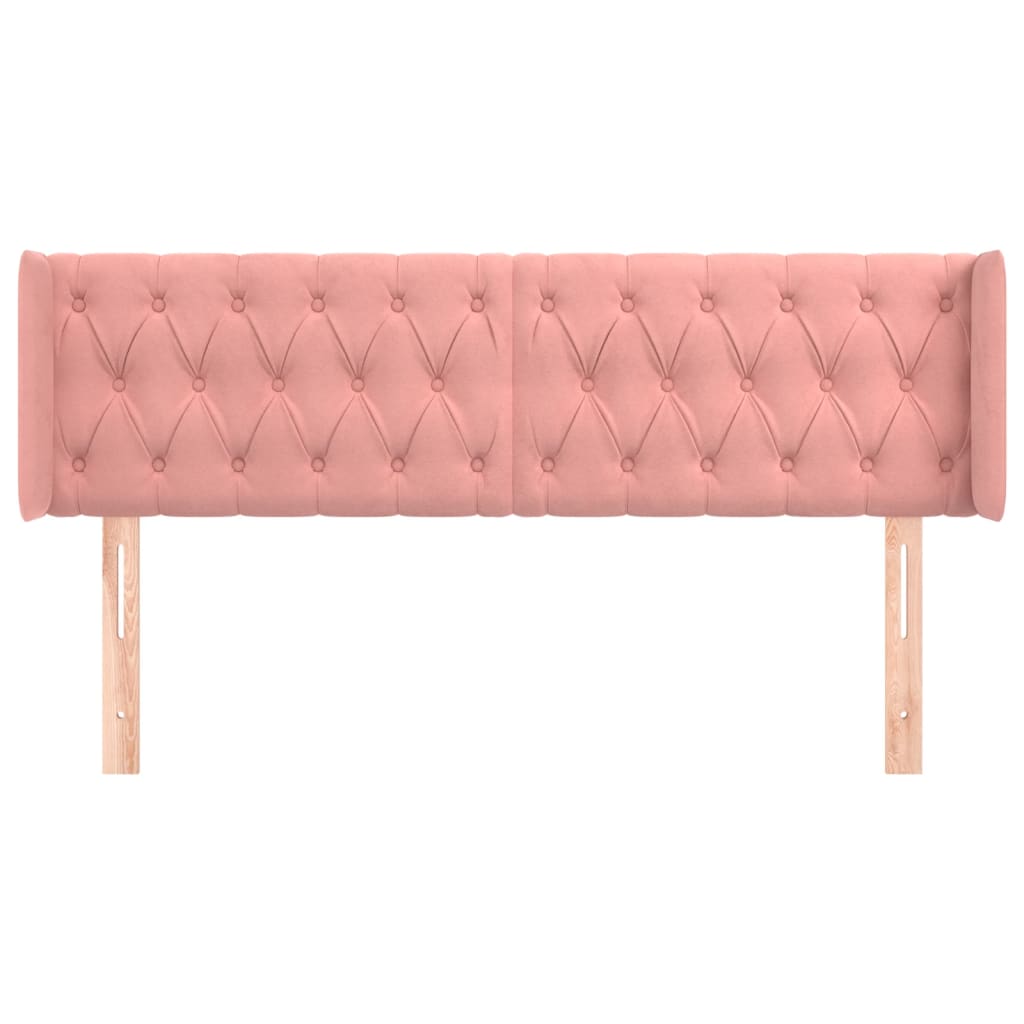 sengegavl med kanter 147x16x78/88 cm fløjl lyserød