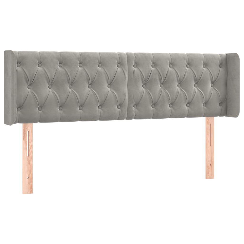 sengegavl med kanter 163x16x78/88 cm fløjl lysegrå
