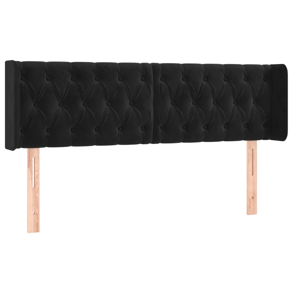 sengegavl med kanter 163x16x78/88 cm fløjl sort