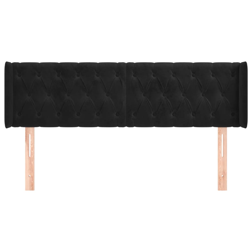 sengegavl med kanter 163x16x78/88 cm fløjl sort