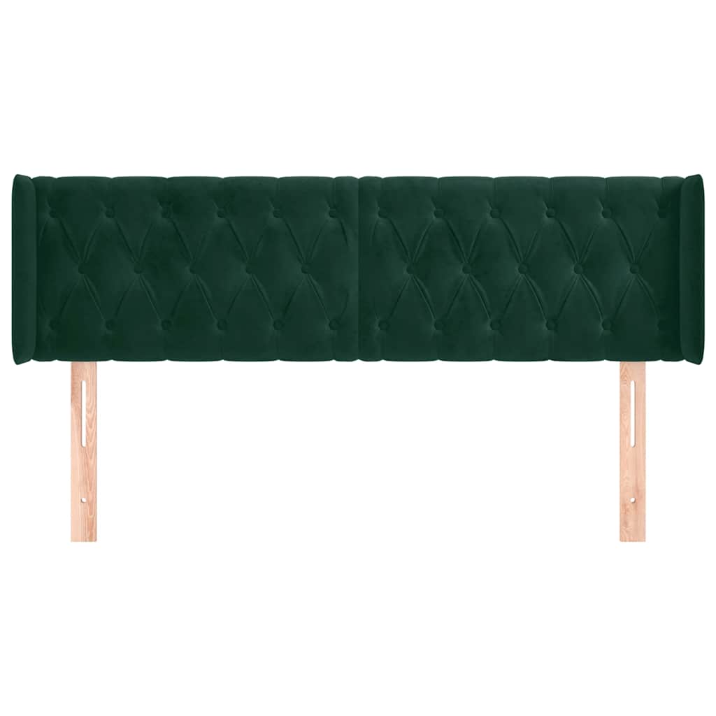 sengegavl med kanter 163x16x78/88 cm fløjl mørkegrøn