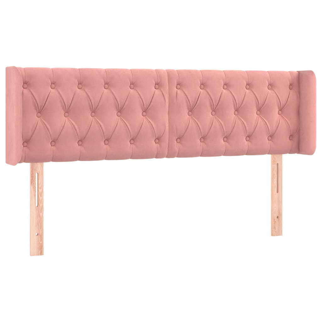 sengegavl med kanter 163x16x78/88 cm fløjl lyserød