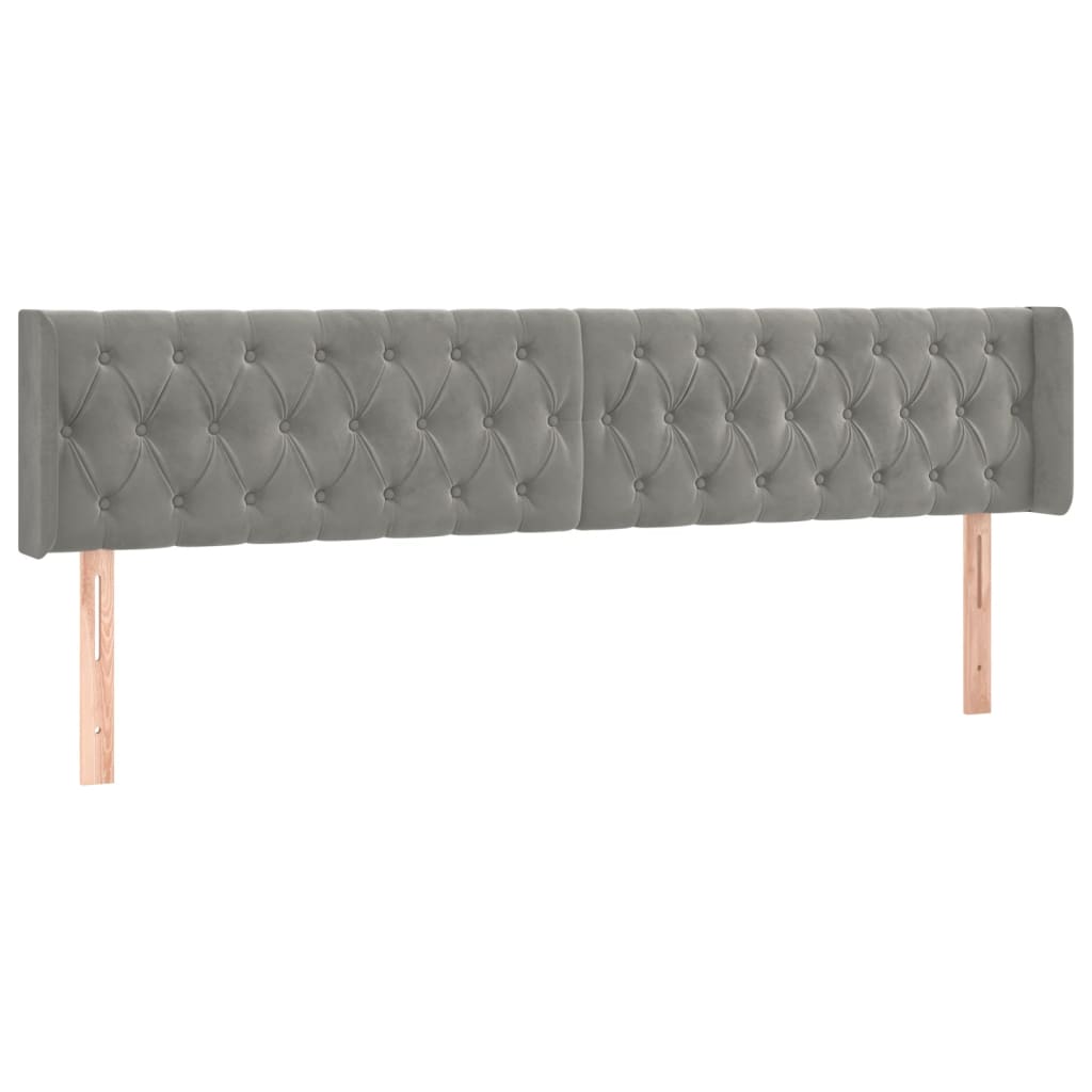 sengegavl med kanter 183x16x78/88 cm fløjl lysegrå