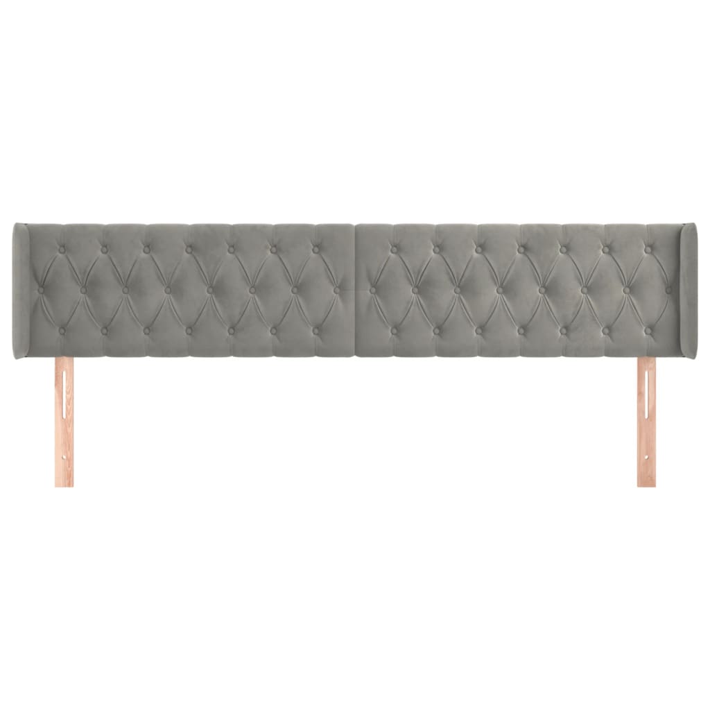 sengegavl med kanter 183x16x78/88 cm fløjl lysegrå