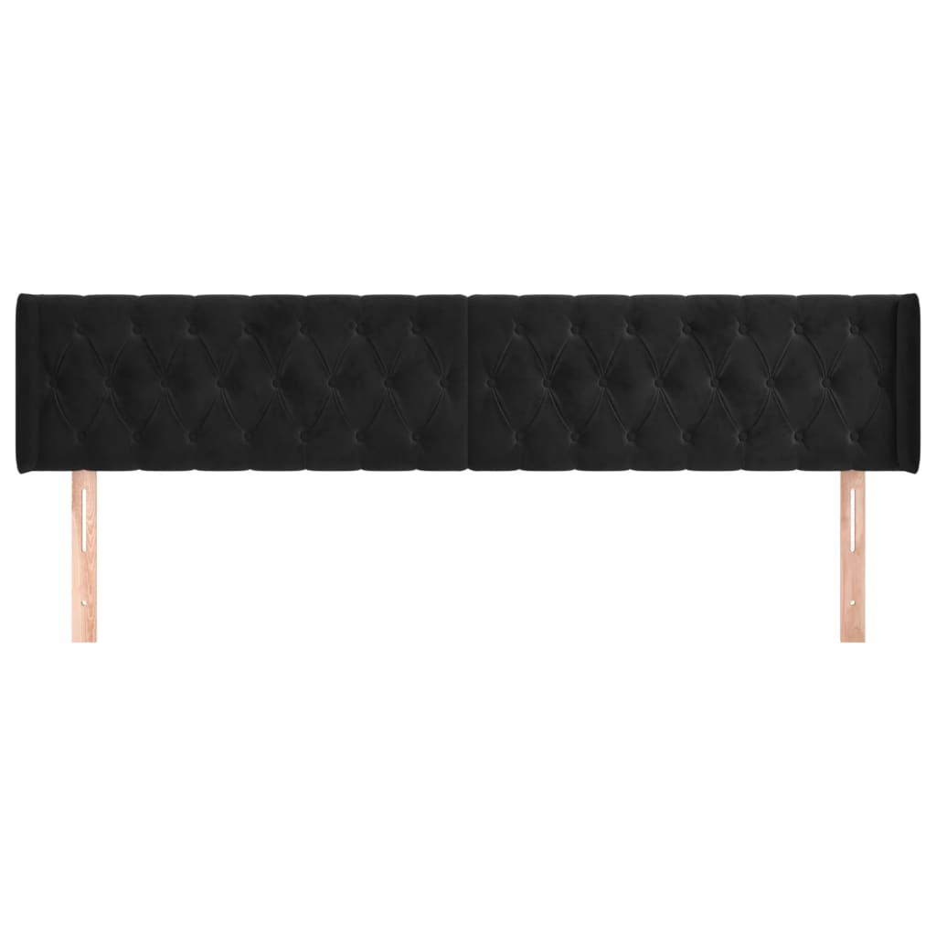sengegavl med kanter 183x16x78/88 cm fløjl sort