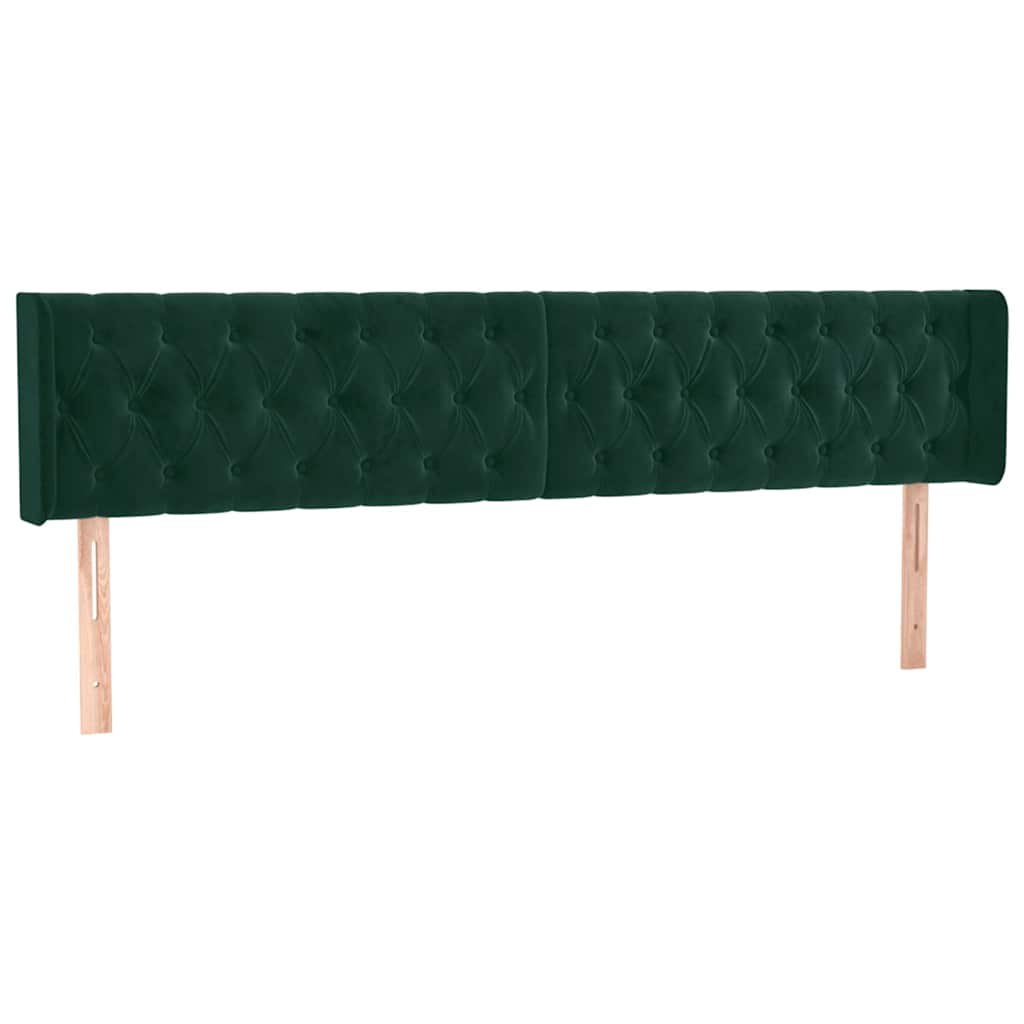 sengegavl med kanter 183x16x78/88 cm fløjl mørkegrøn