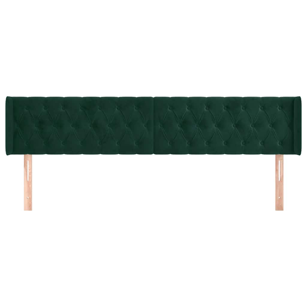 sengegavl med kanter 183x16x78/88 cm fløjl mørkegrøn