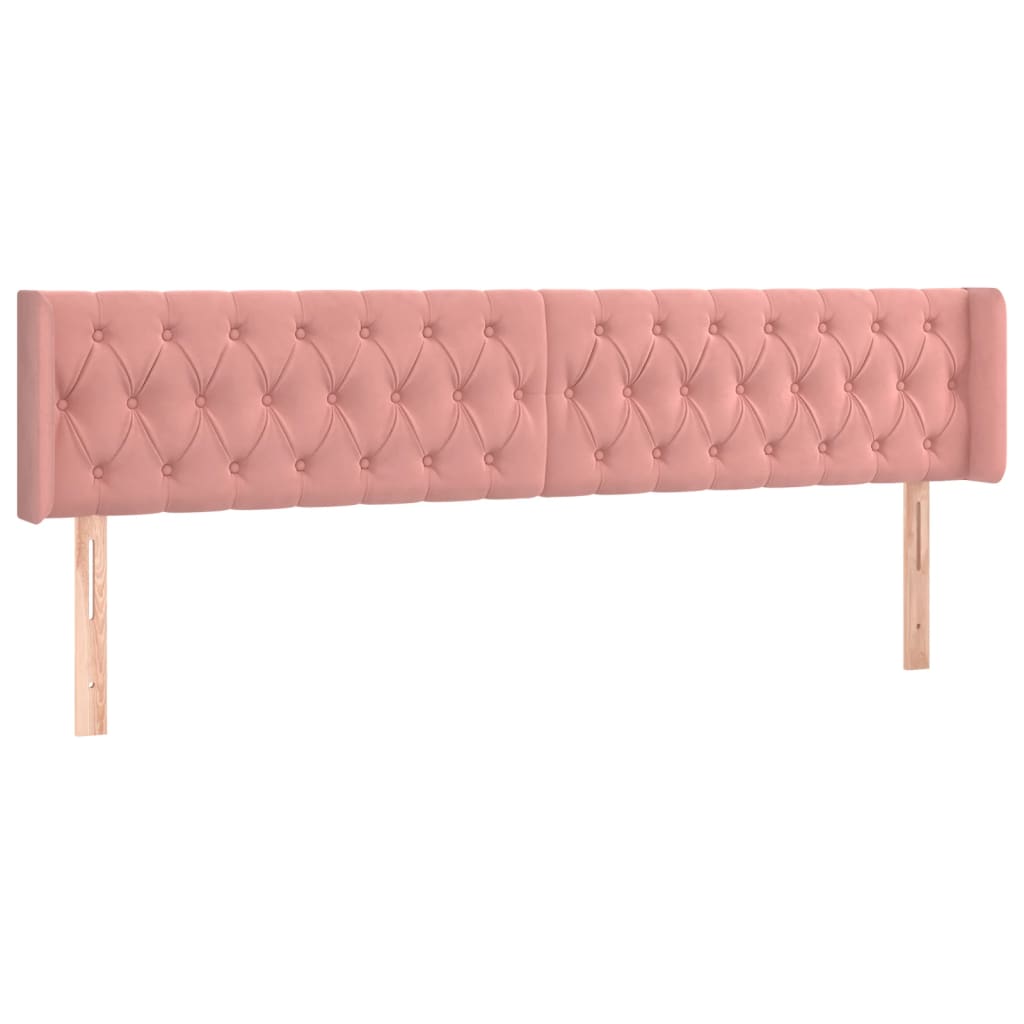 sengegavl med kanter 183x16x78/88 cm fløjl lyserød
