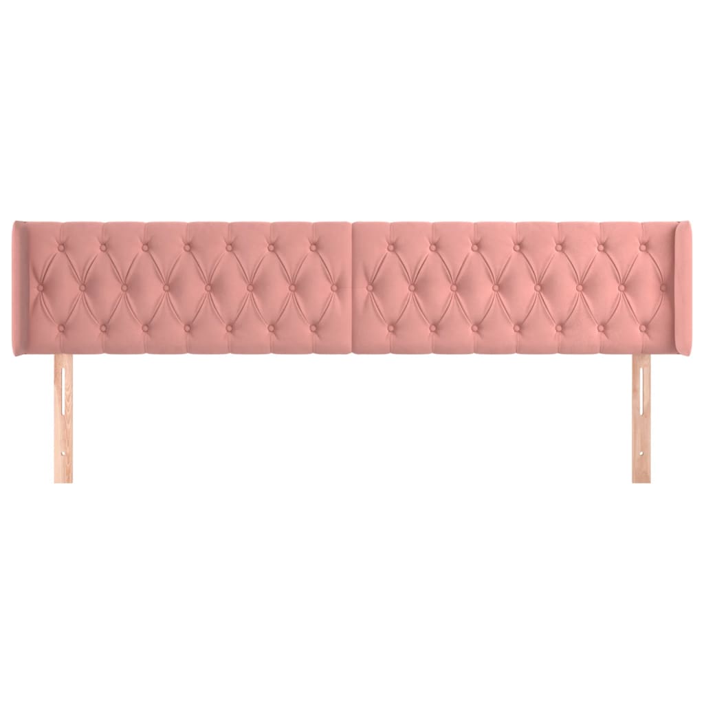 sengegavl med kanter 183x16x78/88 cm fløjl lyserød