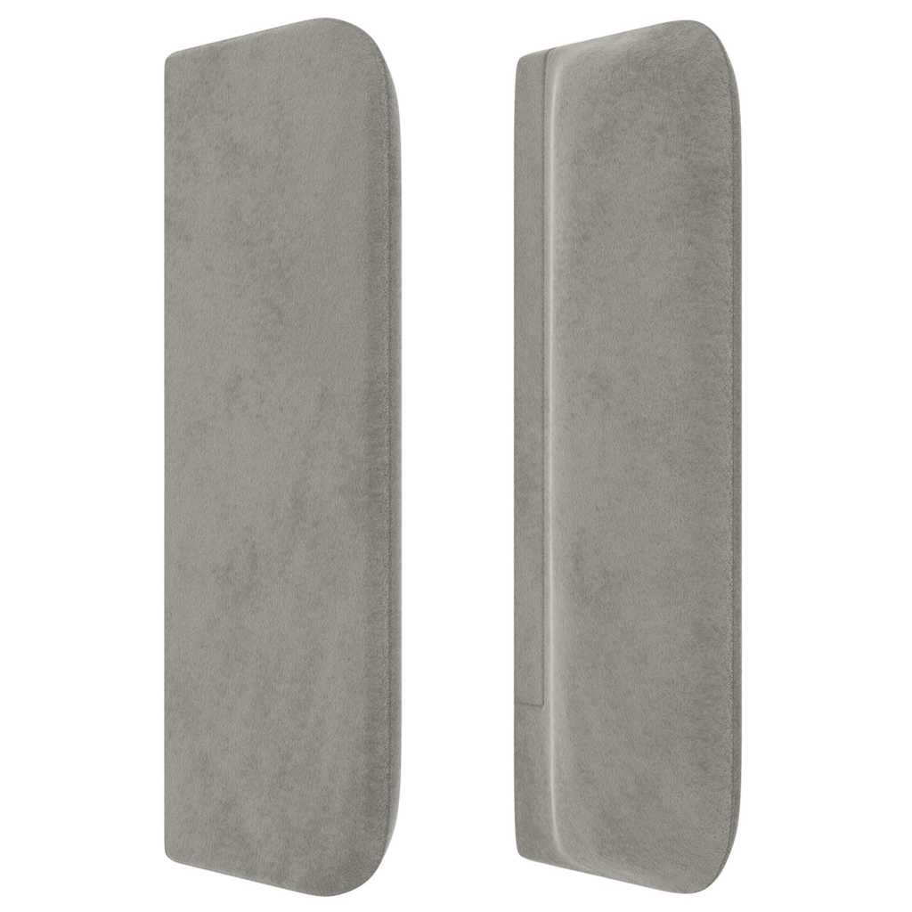 sengegavl med kanter 203x16x78/88 cm fløjl lysegrå