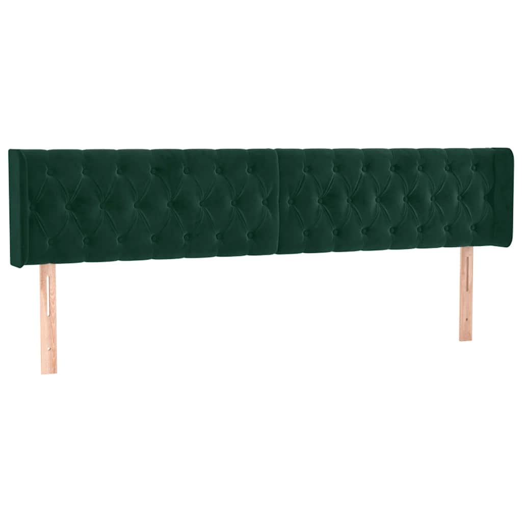 sengegavl med kanter 203x16x78/88 cm fløjl mørkegrøn