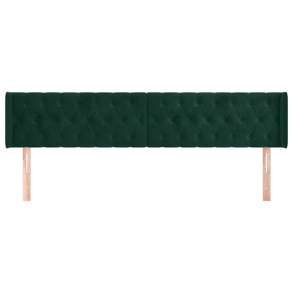 sengegavl med kanter 203x16x78/88 cm fløjl mørkegrøn