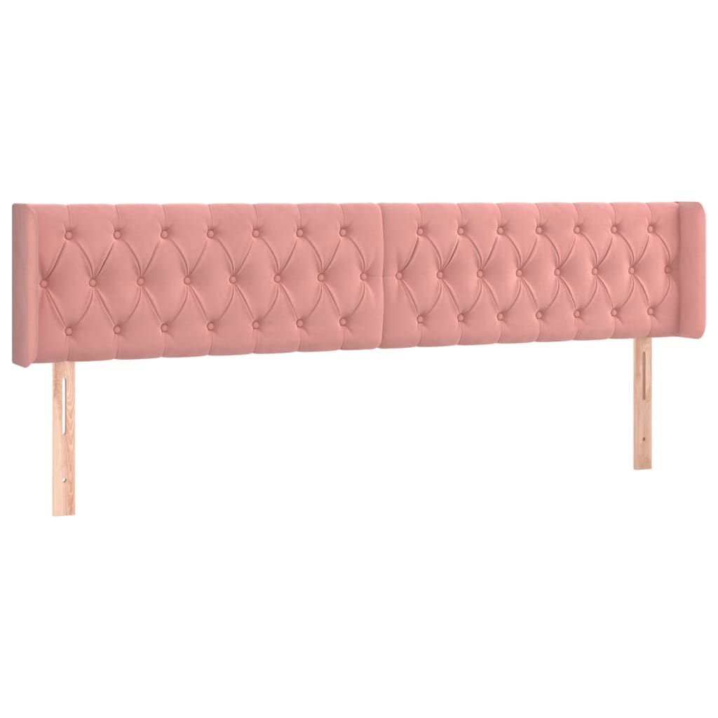 sengegavl med kanter 203x16x78/88 cm fløjl lyserød