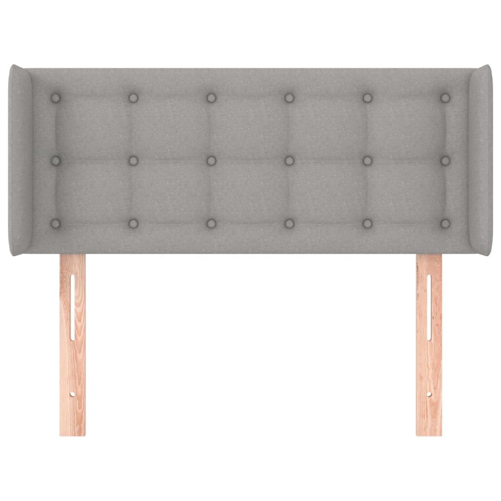 sengegavl med kanter 83x16x78/128 cm stof lysegrå