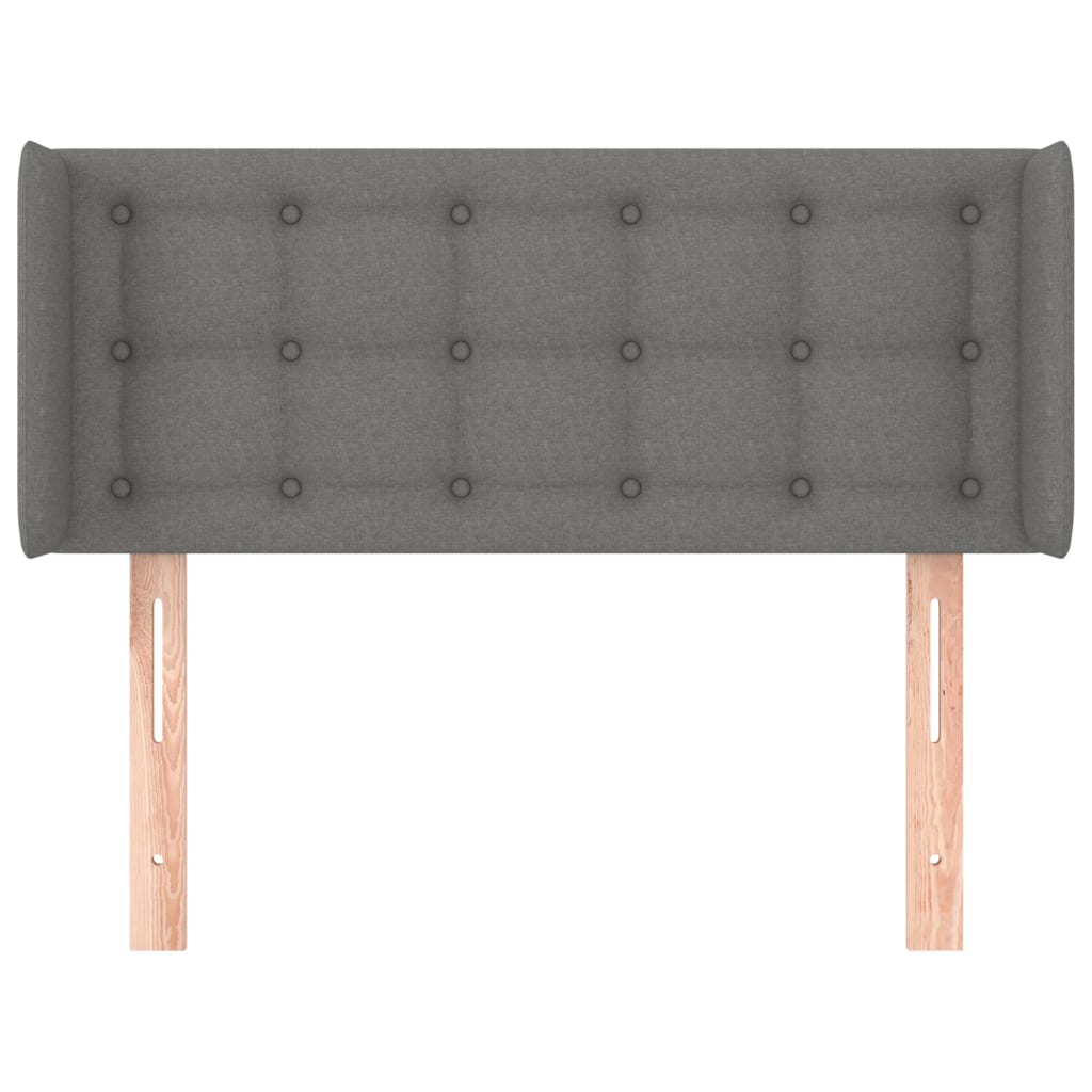 sengegavl med kanter 83x16x78/128 cm stof mørkegrå