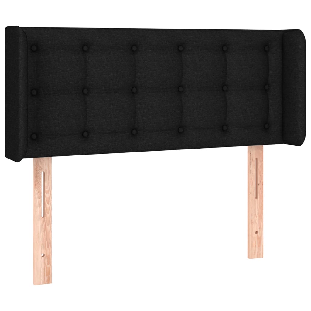 sengegavl med kanter 83x16x78/128 cm stof sort