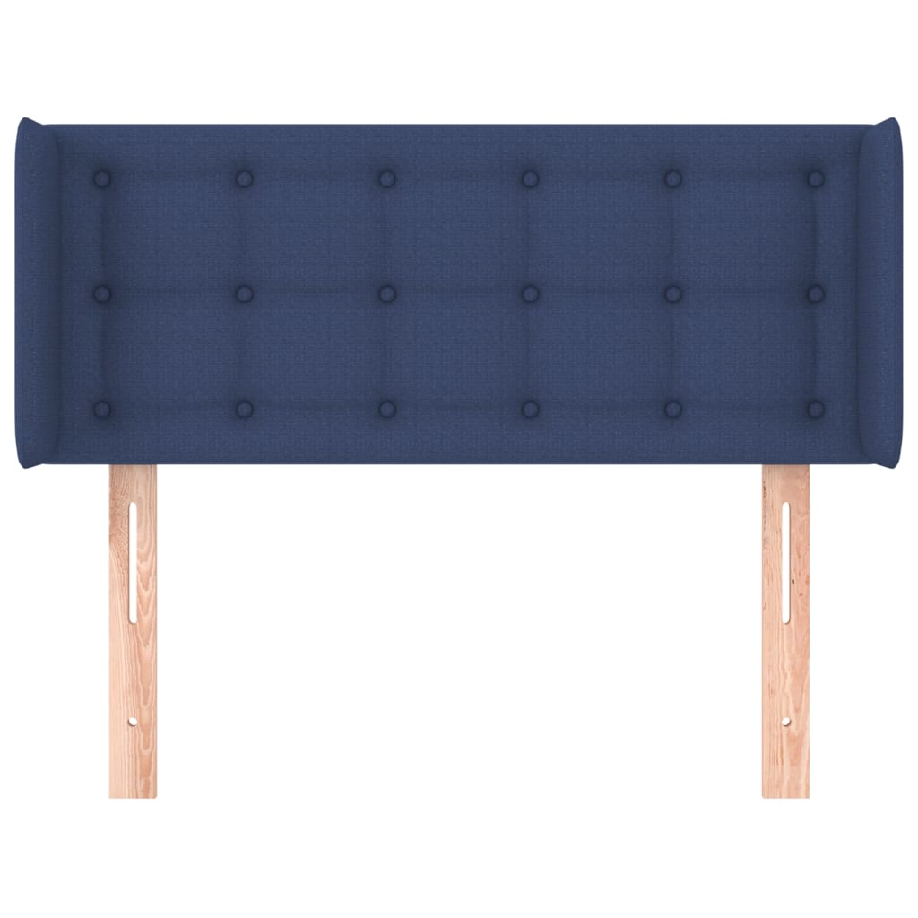 sengegavl med kanter 83x16x78/128 cm stof blå