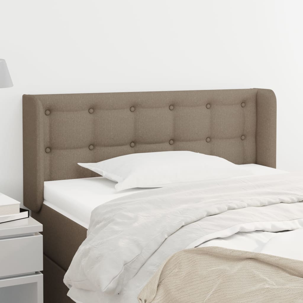 sengegavl med kanter 93x16x78/88 cm stof gråbrun