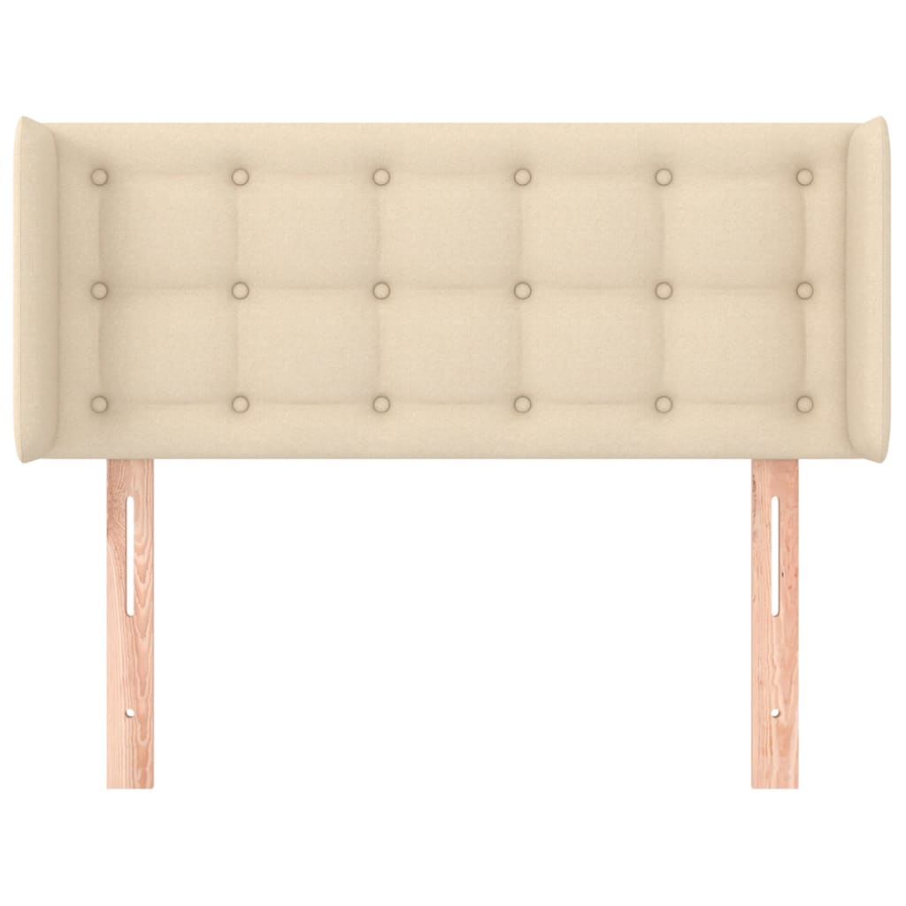 sengegavl med kanter 93x16x78/88 cm stof cremefarvet