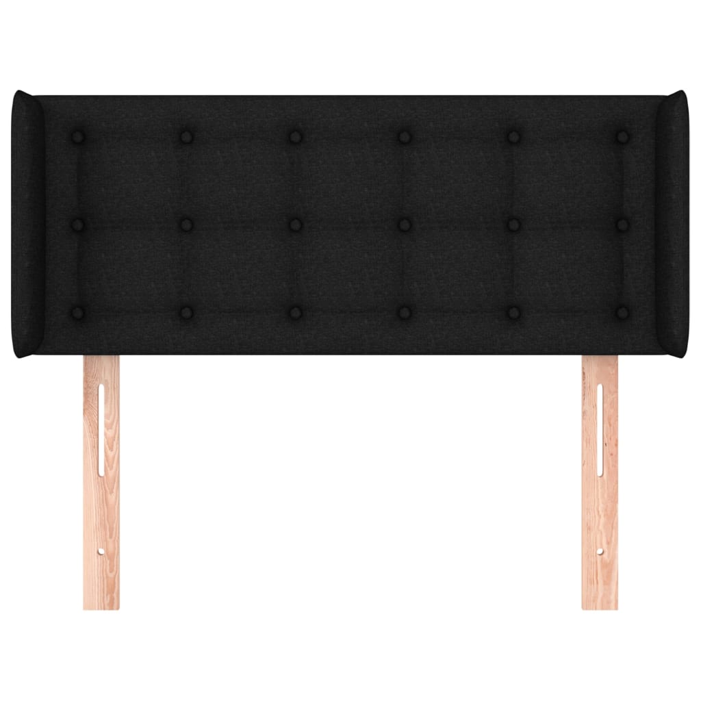 sengegavl med kanter 103x16x78/88 cm stof sort