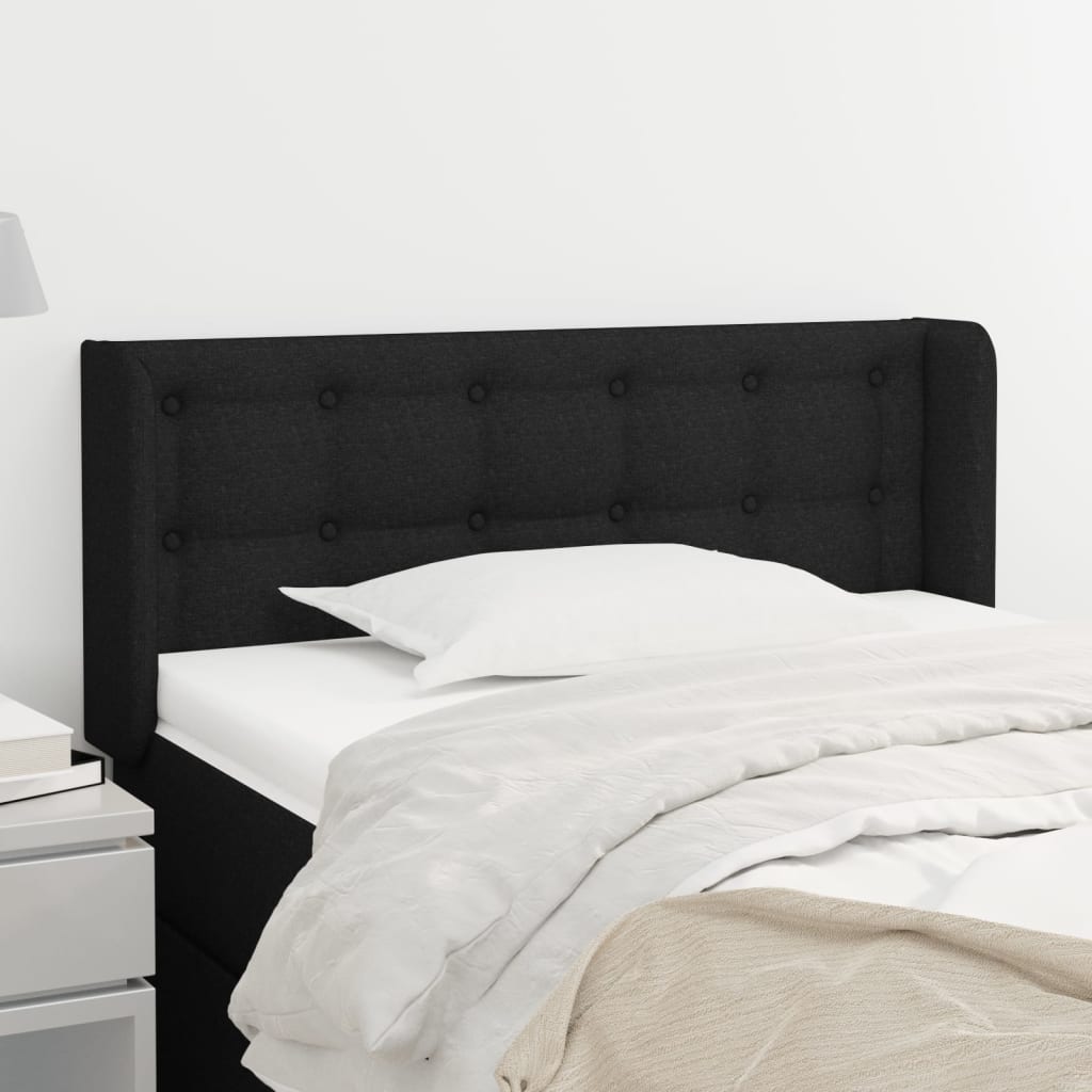 sengegavl med kanter 103x16x78/88 cm stof sort