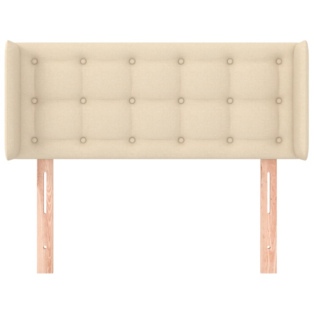 sengegavl med kanter 103x16x78/88 cm stof cremefarvet