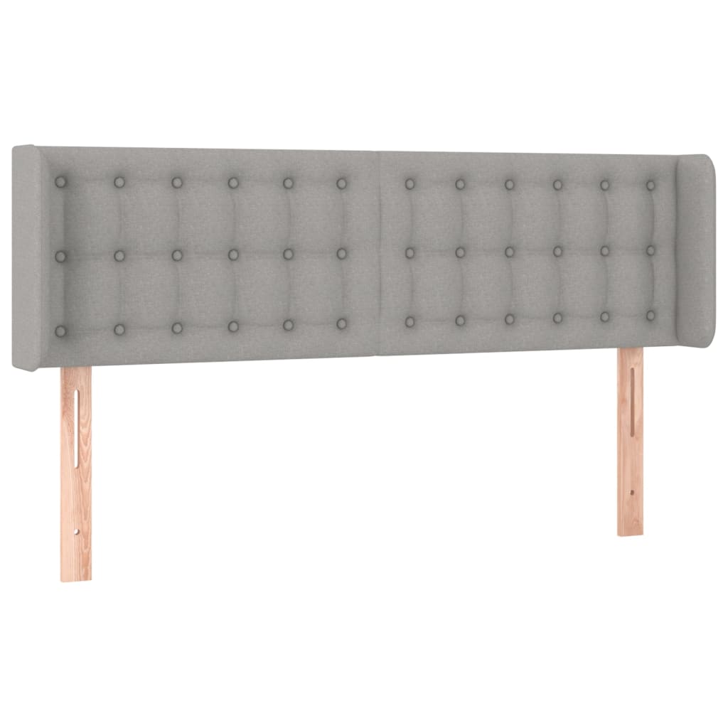 sengegavl med kanter 147x16x78/88 cm stof lysegrå