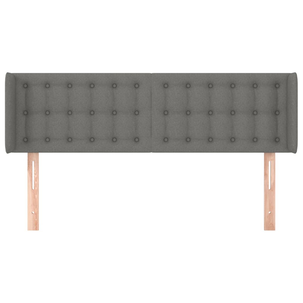 sengegavl med kanter 147x16x78/88 cm stof mørkegrå