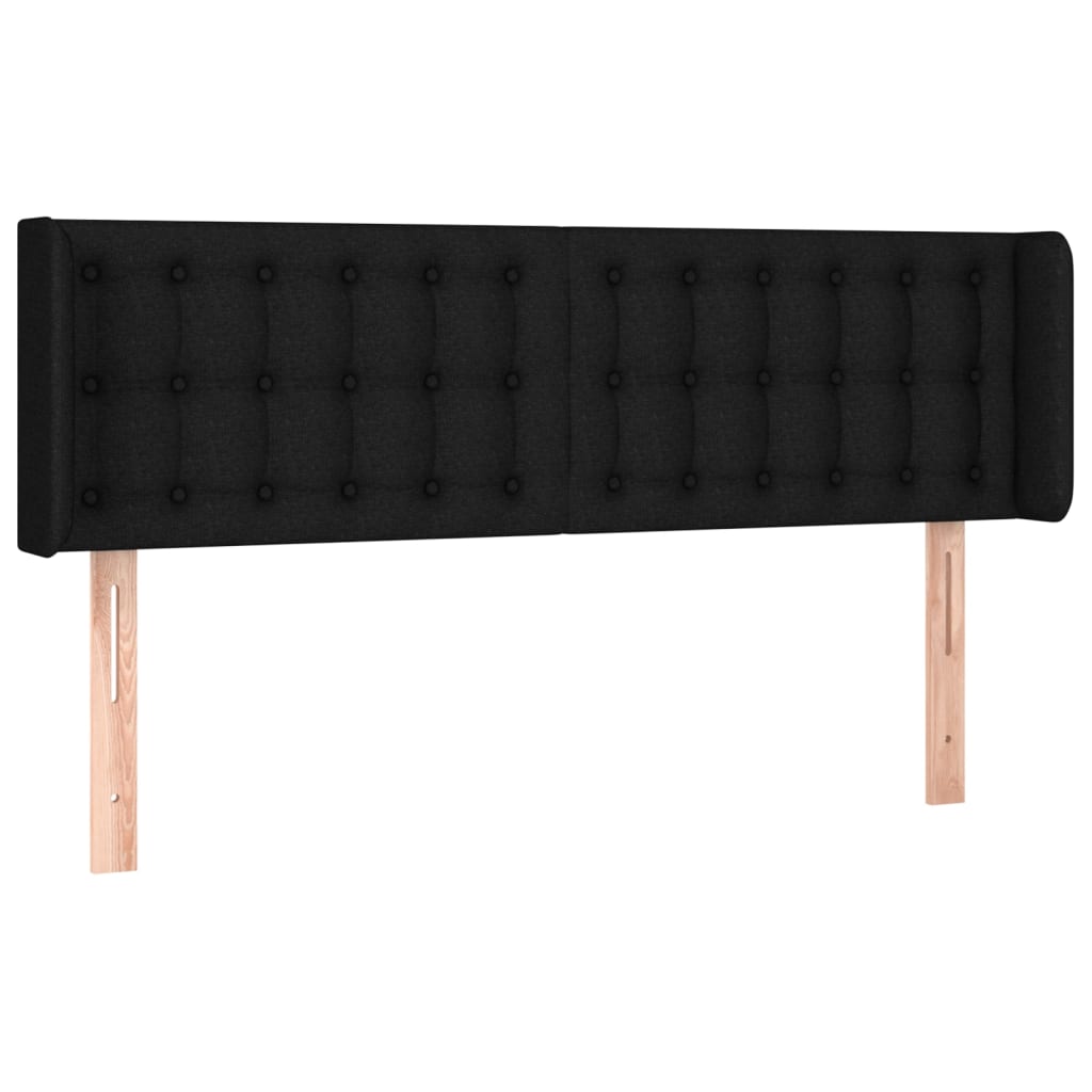 sengegavl med kanter 147x16x78/88 cm stof sort