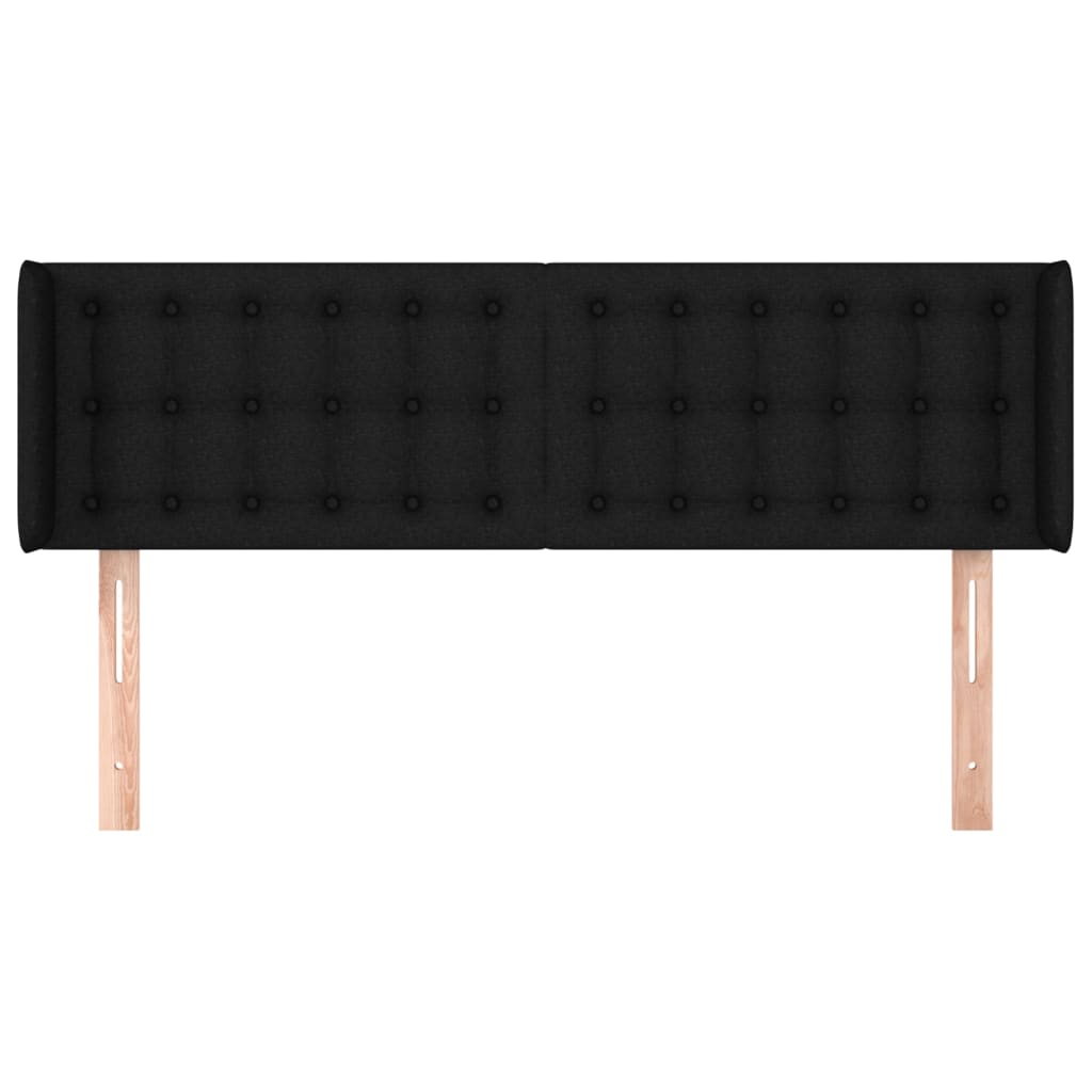 sengegavl med kanter 147x16x78/88 cm stof sort