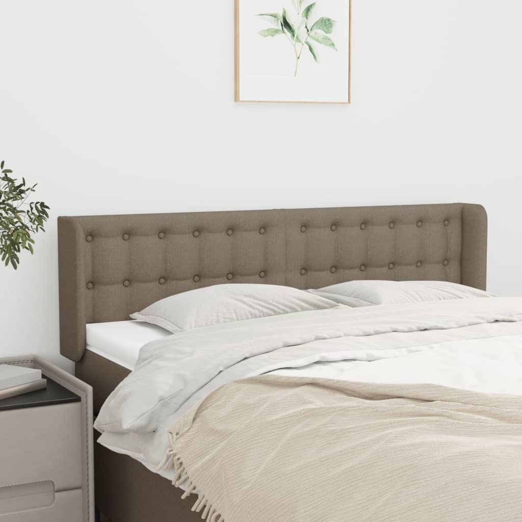 sengegavl med kanter 147x16x78/88 cm stof gråbrun