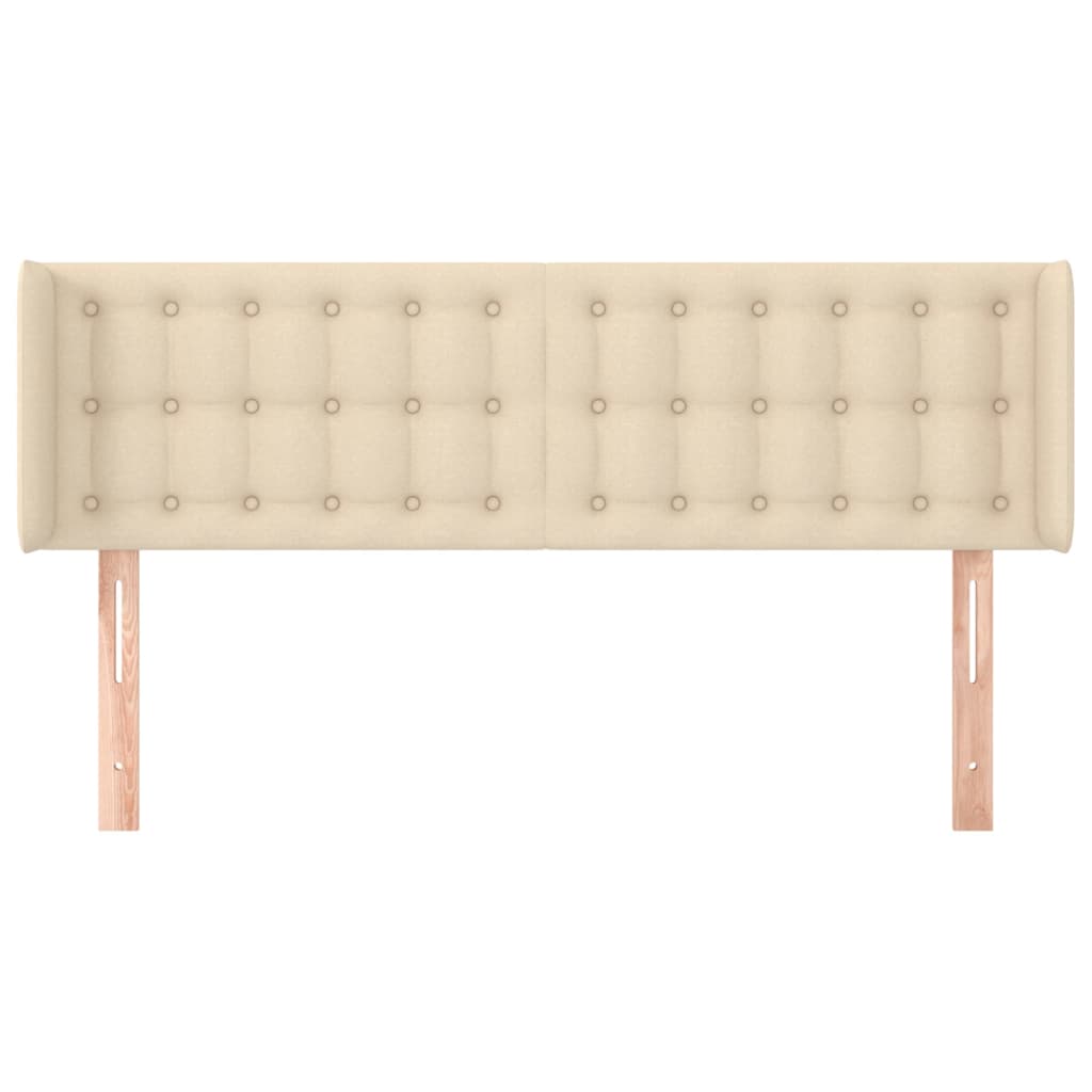 sengegavl med kanter 147x16x78/88 cm stof cremefarvet