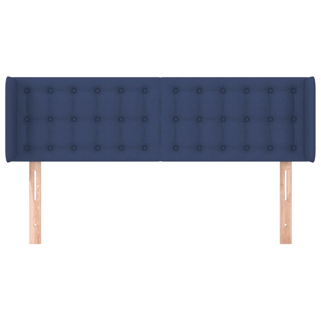 sengegavl med kanter 147x16x78/88 cm stof blå