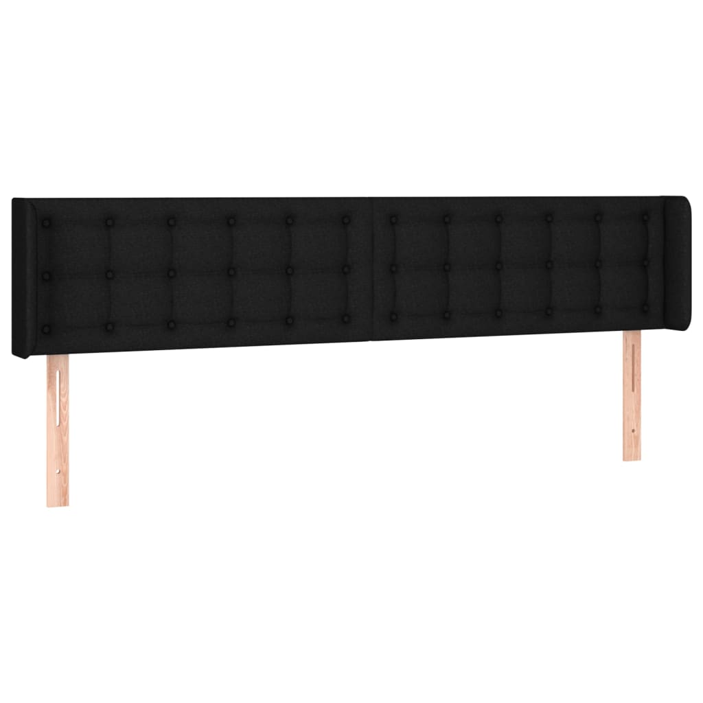 sengegavl med kanter 163x16x78/88 cm stof sort