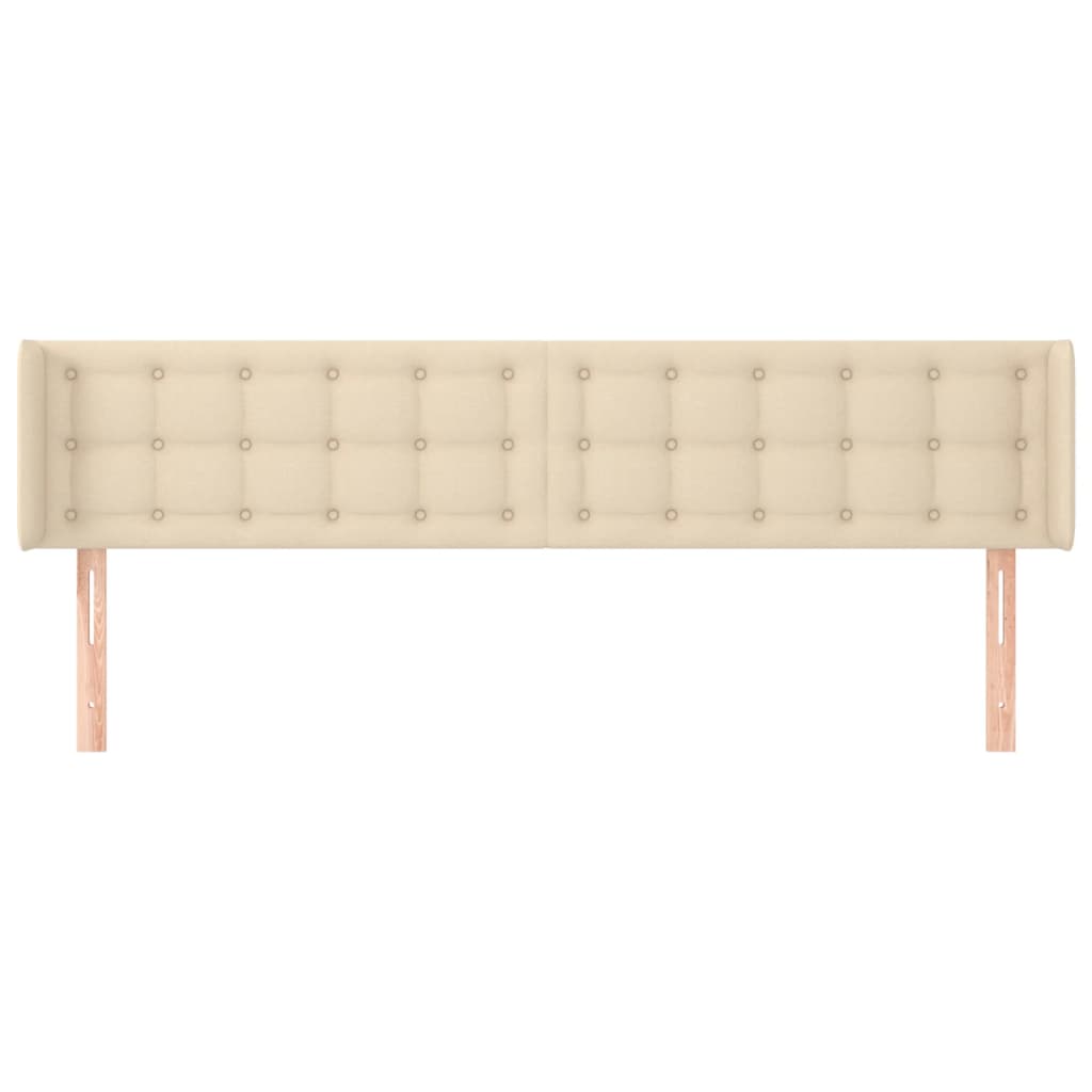 sengegavl med kanter 163x16x78/88 cm stof cremefarvet