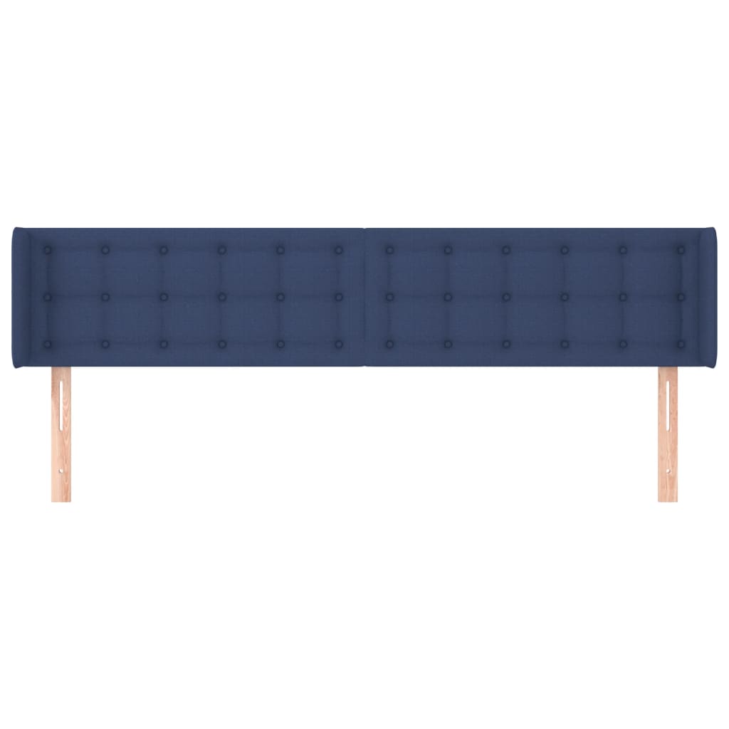 sengegavl med kanter 163x16x78/88 cm stof blå