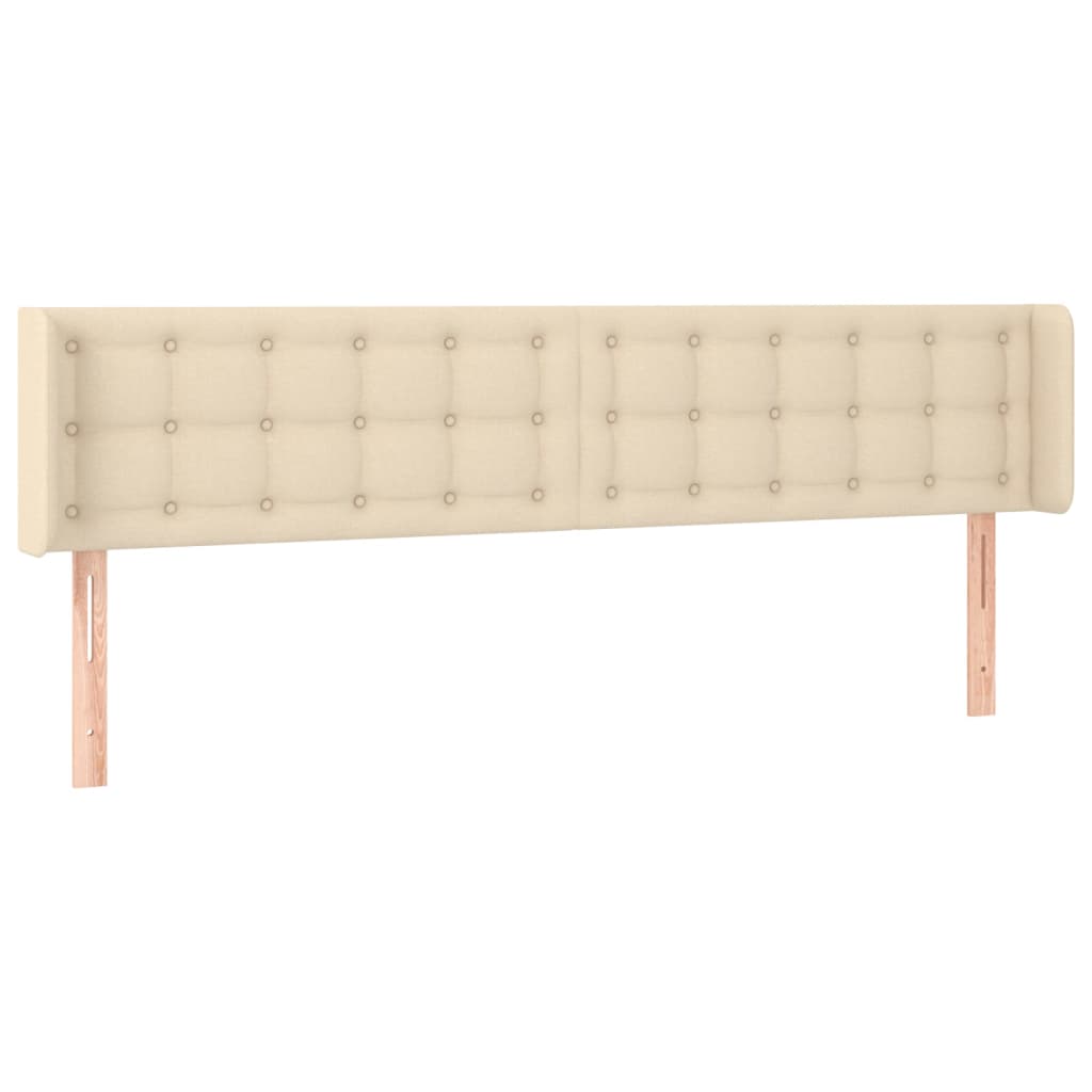 sengegavl med kanter 183x16x78/88 cm stof cremefarvet