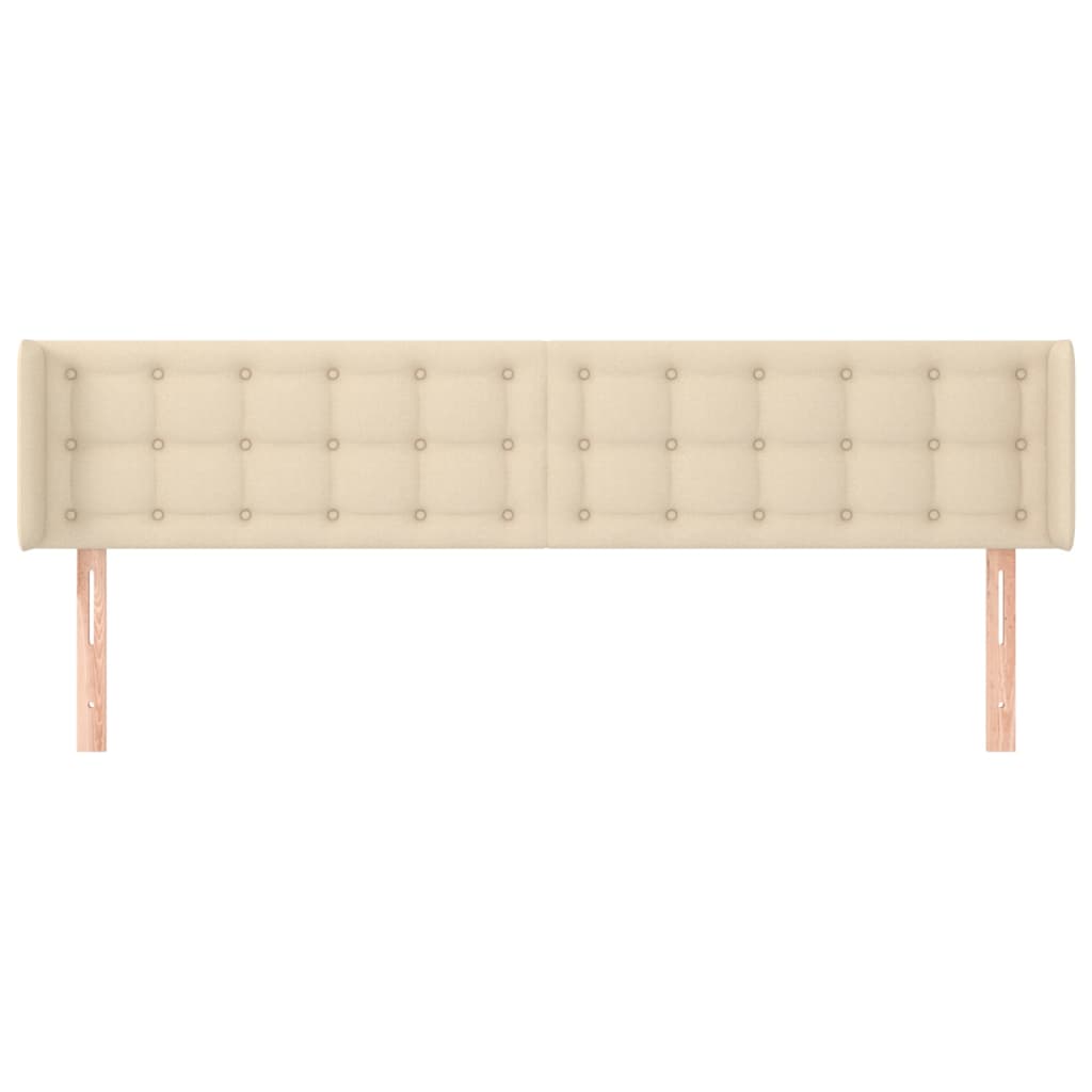 sengegavl med kanter 183x16x78/88 cm stof cremefarvet